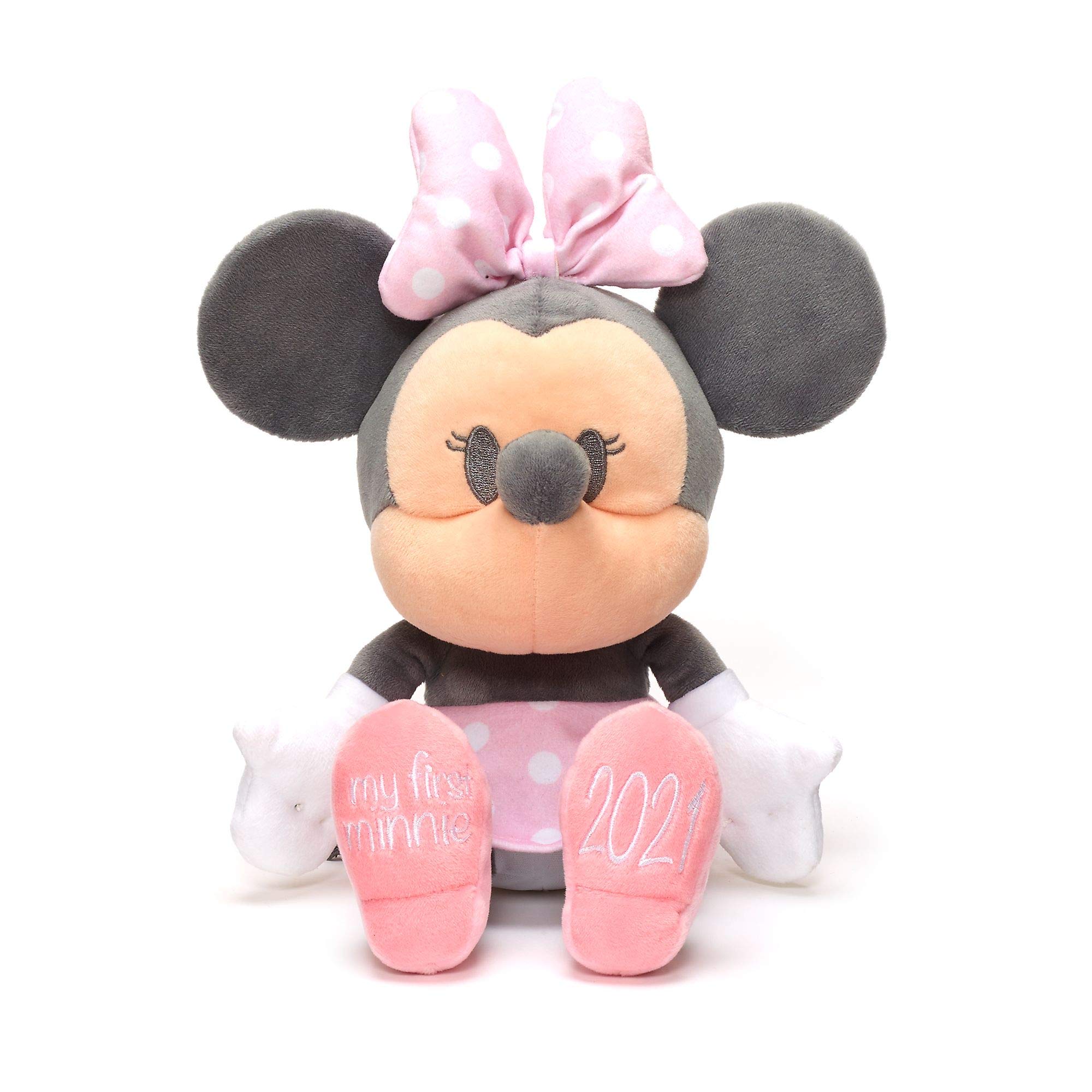 Disney Store My First Minnie 2021 Small Soft Plush Toy - 27cm 10inches features a soft-feel finish and 'my first Minnie' and '2021' wording on feet - Suitable for Ages 0+