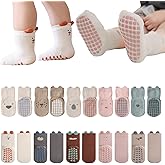BEHELE Toddler Newborn Non-Skid Crew Socks Non Slip Socks Baby Girl Boy Infant First Walking Floor Socks 10 Pairs