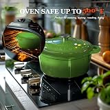 Overmont Enamelled Cast Iron Round Casserole Pot 28cm 6.6L Forest Green view 5