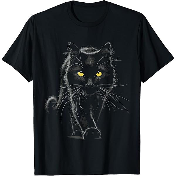 Amazon.com: Cool Black Cat with Green Eyes T-Shirt