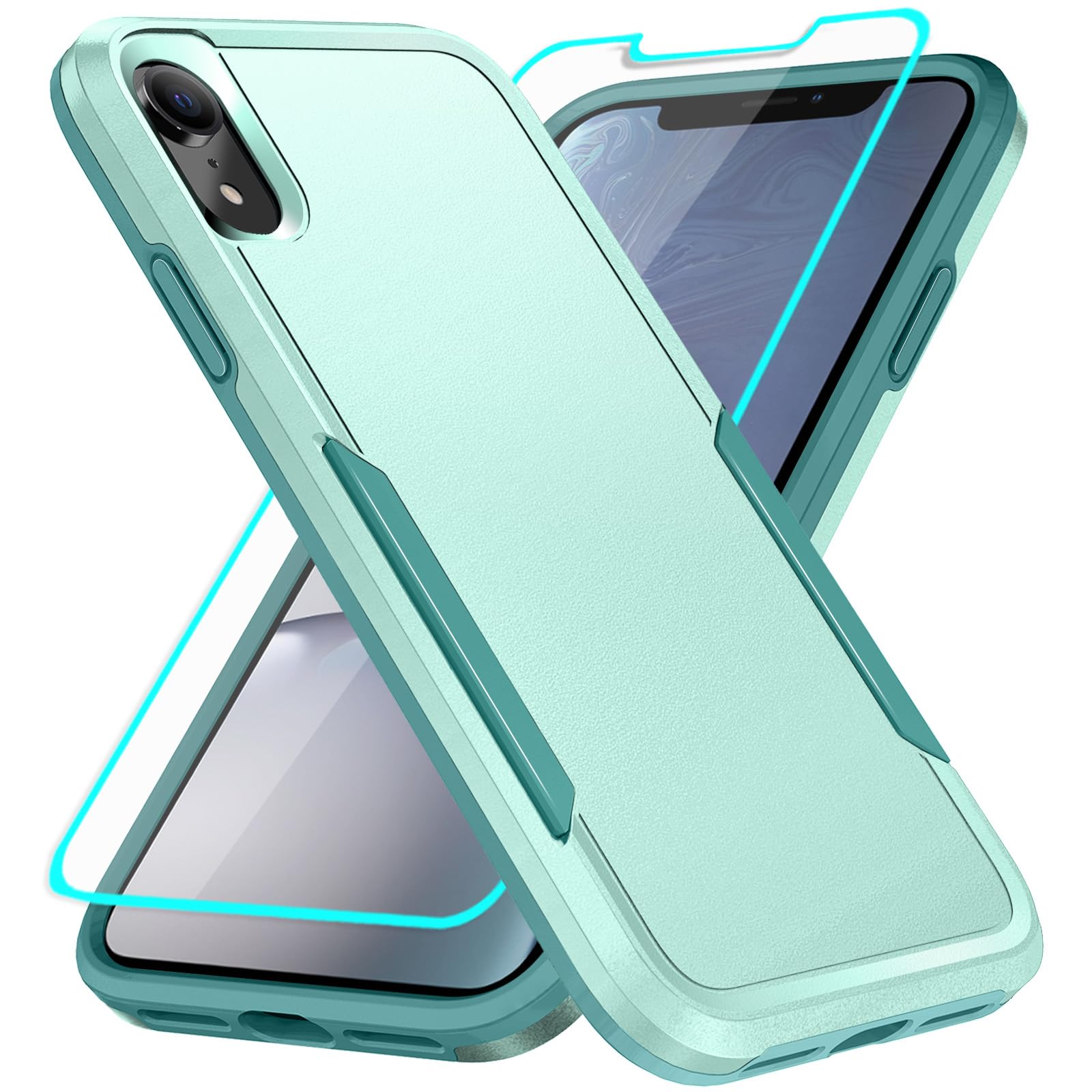 Photo 1 of IXJYLCPC for iPhone XR Phone Case with Screen Protection: Heavy Duty Protective Shockproof and Scratch Proof Cell Phone case for iPhone XR-Green