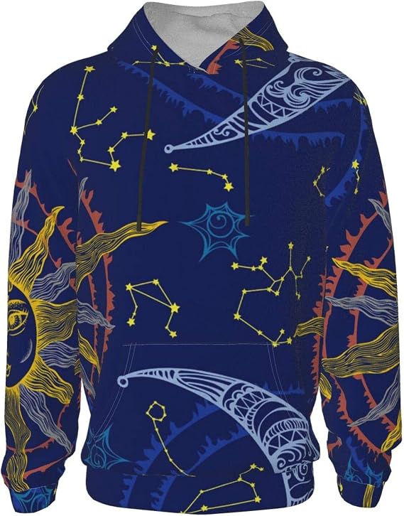 sun and moon print hoodie