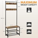 Yaheetech Coat Rack Stand 185cm with Shoe Bench Rustic Brown Industrial Hall view 4