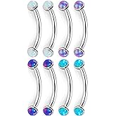 Jenxnjsjo 16g 8/10mm Eyebrow/Rook/Snug/Vertical-Labret/VCH/Snake-Eyes/Anti-Tragus/Cartilage/Daith/Belly-Button/Bridge/Hood/Surface Curved Barbell Piercing Jewelry for Women Men