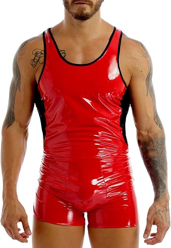 Freebily Herren Body Jumpsuit – ärmelloser Fitness-Bodysuit Mit U-Ausschnitt Für Training & Sport