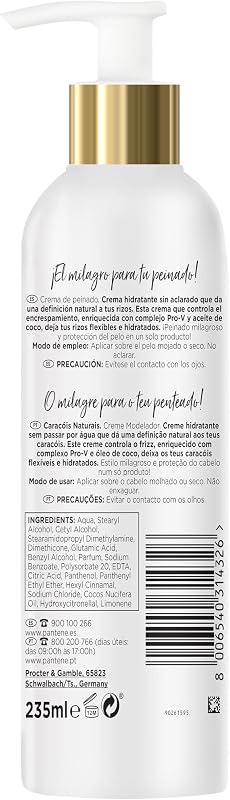 Pantene Pro-V Nutritivo & Creme Termoprotetor Motion Curl Styling com Óleo de Coco, 235 ml