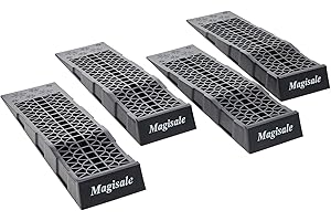 Magisale Low Profile Plastic Car Service Ramps 6 Ton Heavy Duty Truck Vehicle Ramps for Oil Changes& Maintenance- 4 Pack