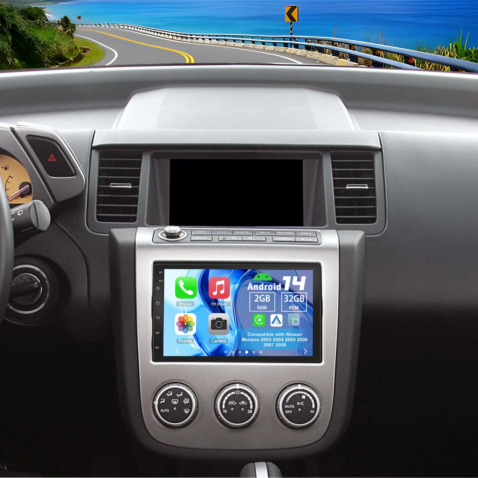 Photo 1 of ITEM IS MISSING PARTS, UNSURE WHAT PARTS ARE MISSING -------------------------------------------------Slakerbe Android 14 Double Din Car Stereo Radio for Nissan Murano 2003-2008,7" Touchscreen Car Radio w/Wireless Carplay Android Auto GPS WiFi Bluetooth R