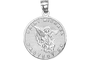 CLADDAGH GOLD .925 Sterling Silver Saint Michael Charm Medal Pendant