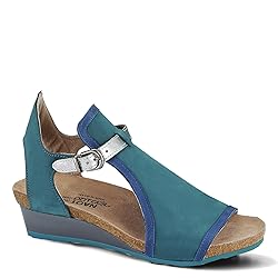 NAOT Women's Fiona Wedge Sandal Teal/Blue Combo