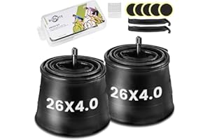 BONLATE Fat Bike Inner Tube - 20/26x4.0 Inch 2-Pack Electric Fat Tire Tubes AV 32mm Schrader Valve, Premium Butyl Rubber Puncture Resistant Replacement Tubes with Repair Kit