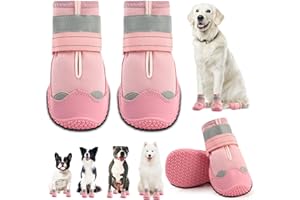 JZXOIVA Dog Shoes for Large Dogs, Medium Dog Boots & Paw Protectors for Hardwood Floors, Outdoor Dog Booties for Hot Pavement Winter Snow Hiking, Waterproof Dog Shoes with Reflective Strips Size 8