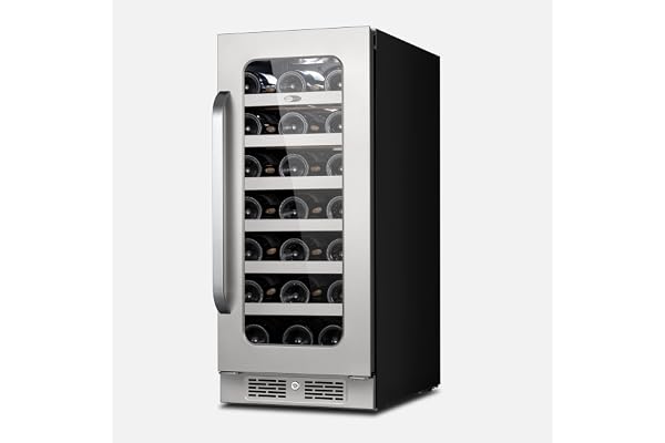 Whynter BSR-033SW 15 inch Built-ln 33 Bottle Undercounter Stainless Steel Wine Fridge with Reversible Door, Digital Control, Lock, and Carbon Filter