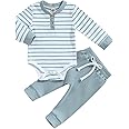 Newborn Baby Boy Girl Clothes Ribbed Knitted Long Sleeve Romper Pants Solid Cotton Infant Fall Winter Outfits 2Pcs