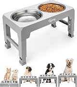 Toozey Raised Dog Bowl Height Adjustable Elevated Stand Grey 2x1200ml view 1