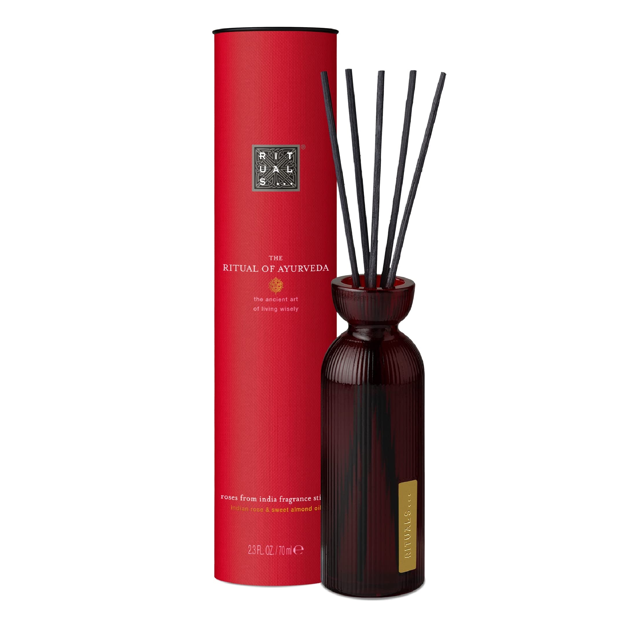 RITUALS Reed Diffuser Sticks from The Ritual of Ayurveda, 70 ml - With Indian Rose & Sweet Almond Oil - Soothing Properties.