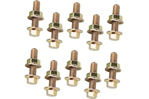 Arwrilt 10 PCS Exhaust Manifold Bolts Kit, M8 Carbon Steel Non-Slip Hex Flange Nut Screws, Exhaust Manifold Bolt Replacement Parts, Universal for Most Cars, Trucks, SUVs (Gold)