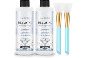 LANBEIDE Updated Diamond Painting Sealer 200ML with Silicone Brush 2 Packs, 5D Diamond Painting Glue Sealer for Diamond Art C