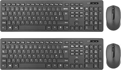 Rii RK200 Wireless Keyboard and Mouse Set UK Layout 104 Keys 2 Pack