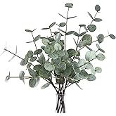 Lcuasc 6pcs Real Touch Artificial Eucalyptus Stems Dual-Sided Lifelike Leaves Fake Eucalyptus Plants for Wedding Flower Arrangement Centerpiece Bouquet Home Office Decor(Gray Green)
