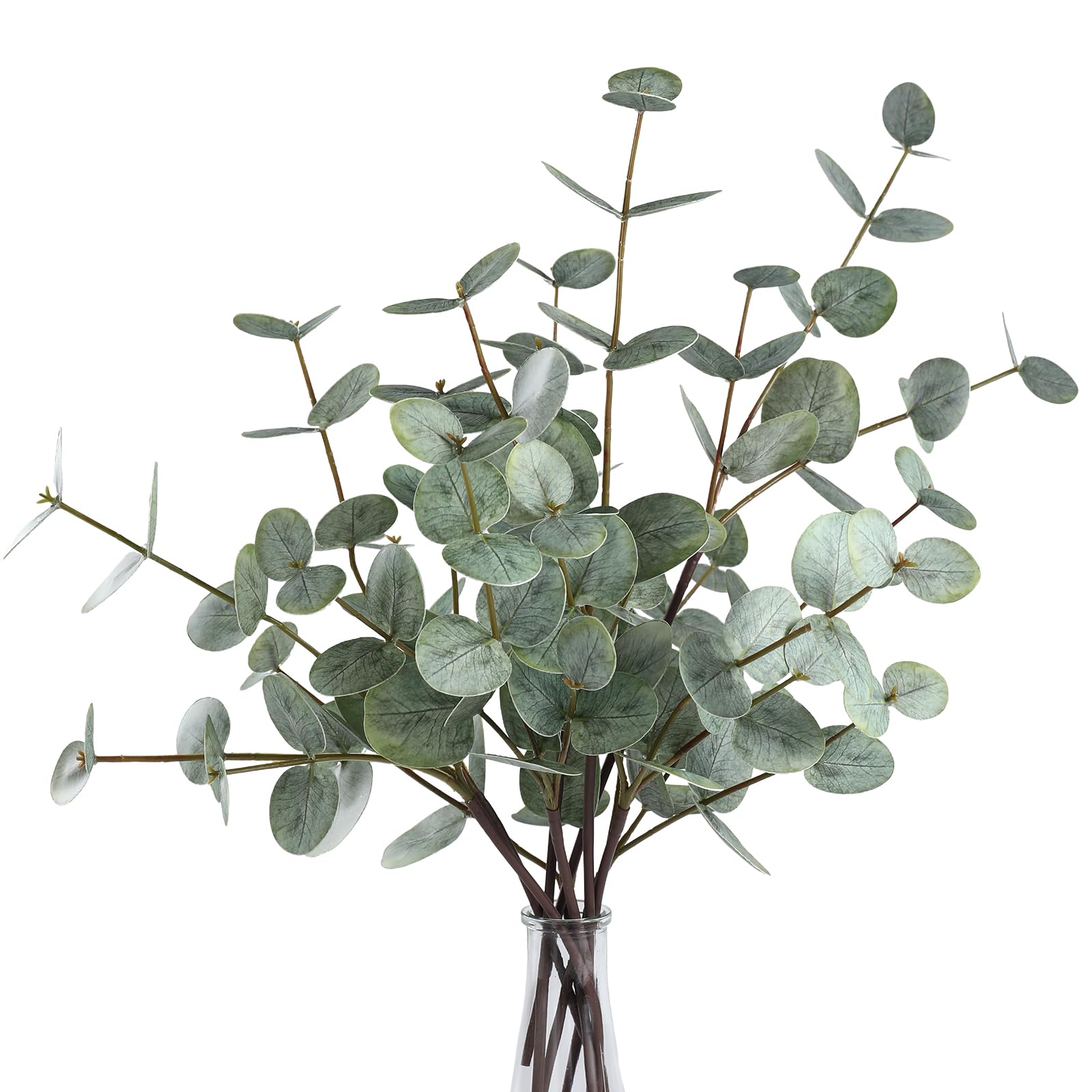 Photo 1 of Lcuasc 6pcs Real Touch Artificial Faux Eucalyptus Stems Dual-Sided Lifelike Leaves Fake Eucalyptus Greenery Plants for Wedding Flower Arrangement Centerpiece Bouquet Home Office Decor(Gray Green)