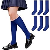 Haloumoning 3 Pack Girls Knee High School Uniform Dress Socks Kids Long Seamless Toe Cotton Tube Socks 1-15 Years