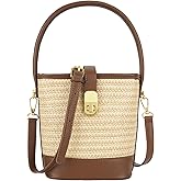 Van Caro Handwoven Cotton Straw Shoulder Bag Crochet Tassel Beach Bohemian Purse for Women