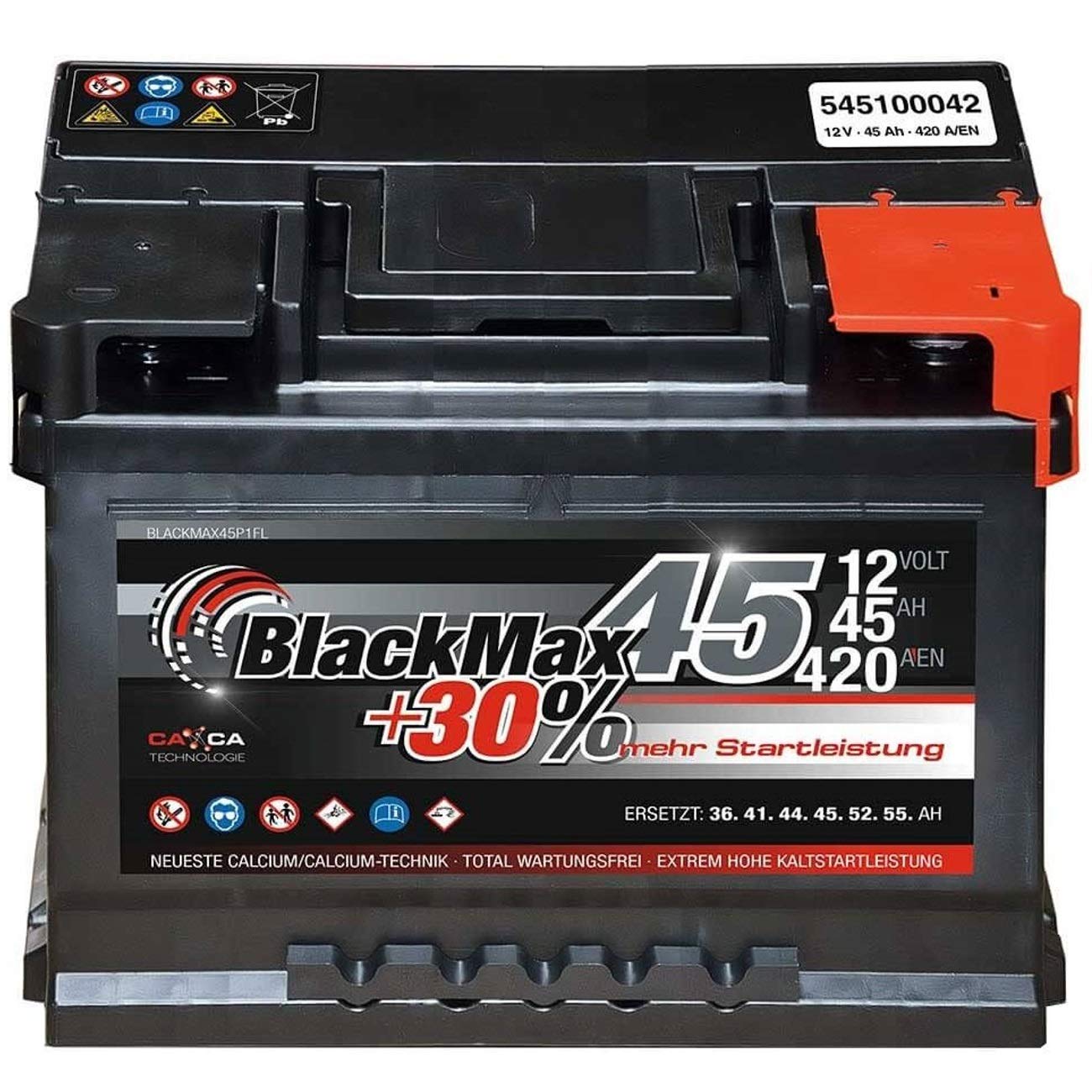 Autobatterie 12V 45Ah 420A BlackMax45 PKW-Batterie statt 36Ah 41Ah 43Ah ...