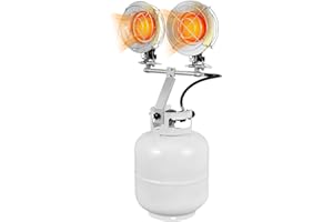 VIVOHOME 30,000 BTU Propane Tank Top Heater with Double Head, Portable Outdoor Heaters with Tip-over Switch and Shut-off Valve, Safe Patio Heaters for Camping, Garage, Fishing (Fuel not included)