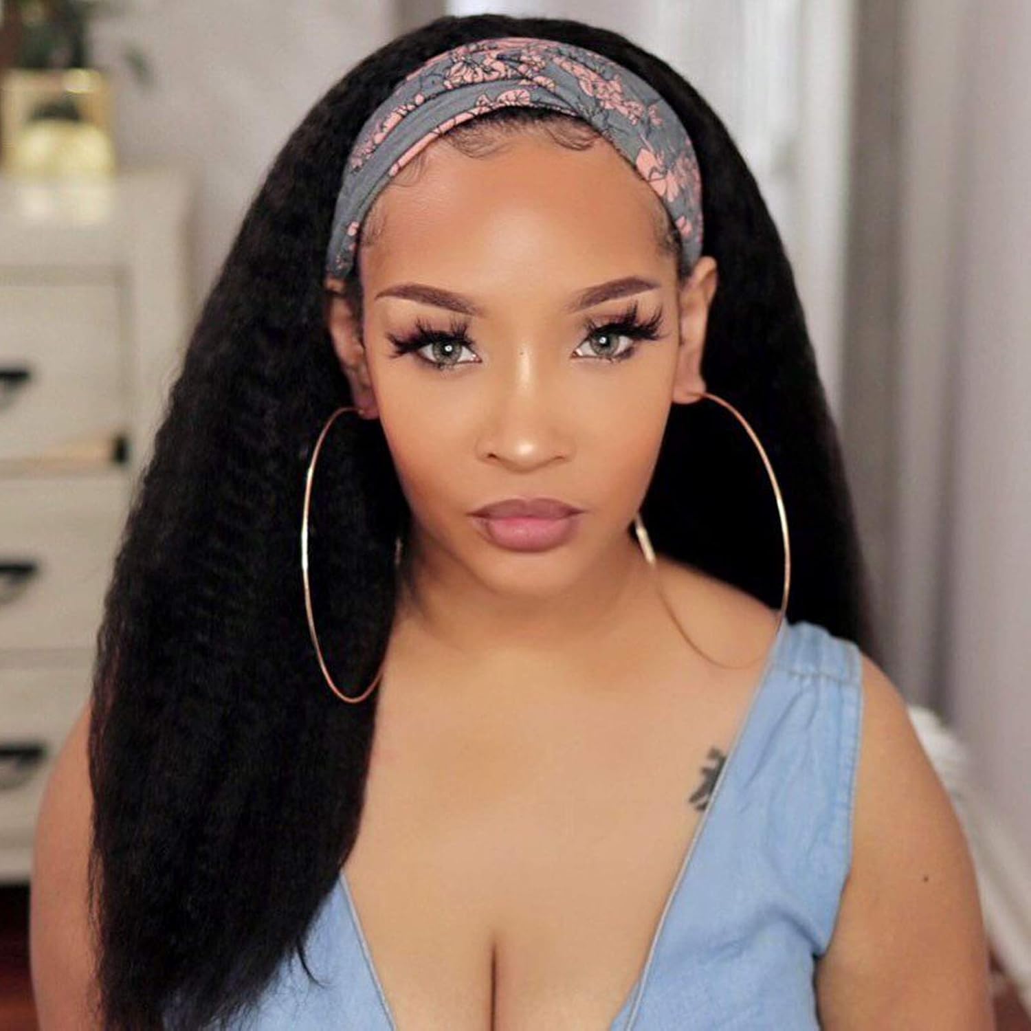 Headband Wigs, showJarlly Kinky Straight Headband Wigs 100 Human Hair for Black