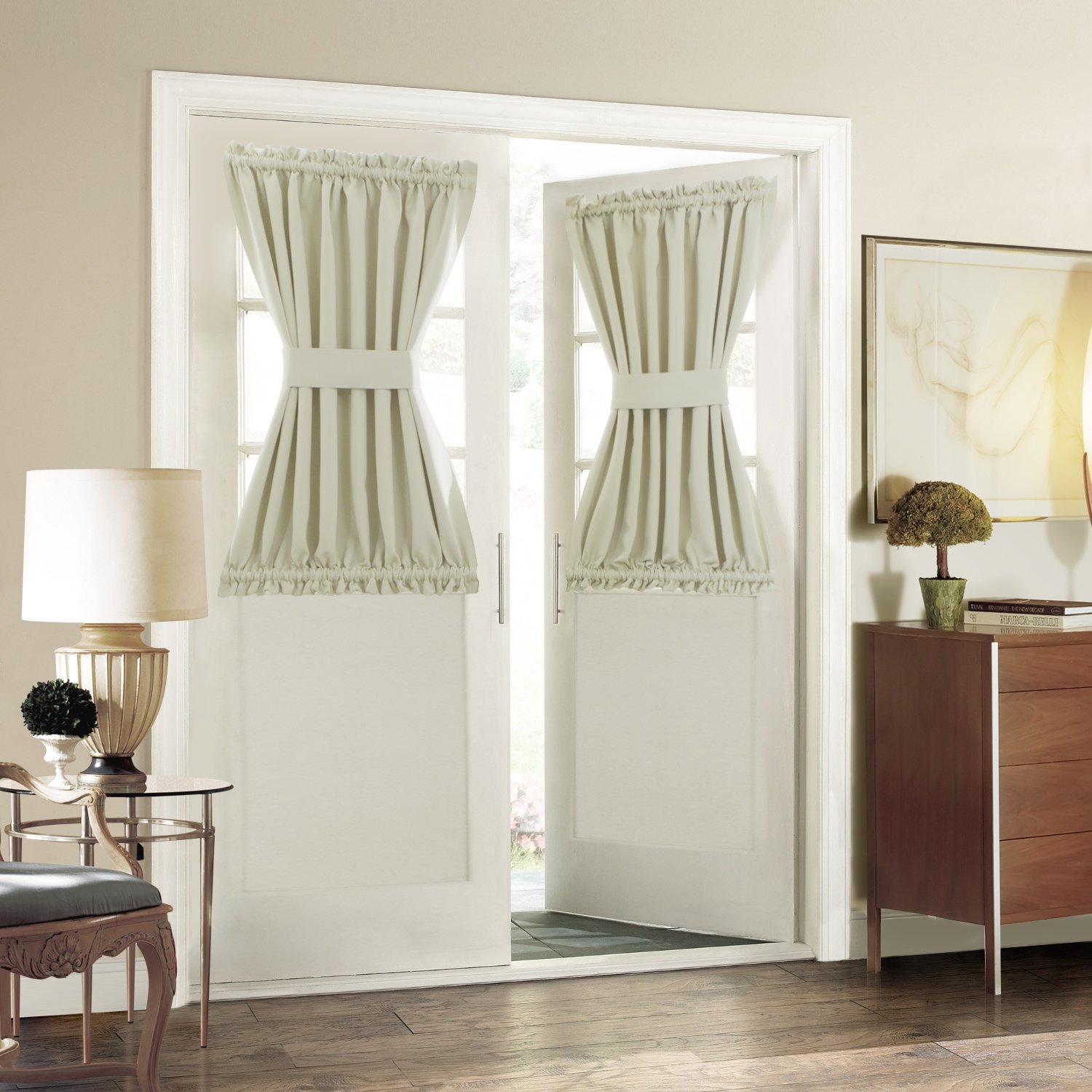 Blackout French Door Curtain for Privacy Aquazolax Soft Fabric Door