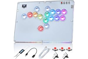 MoKo Haute 42 Leverless Arcade Stick: 16Keys All-Button Gamerfinger, Leverless Controller for PC/PS3/PS4/PS5/Nintendo Switch/Steam Game, Support Hot Swap & SOCD with Custom RGB & Turbo Functions