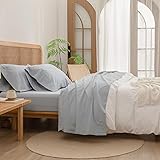 BESTOUCH Sheet Set 100% Washed Cotton Linen Feel