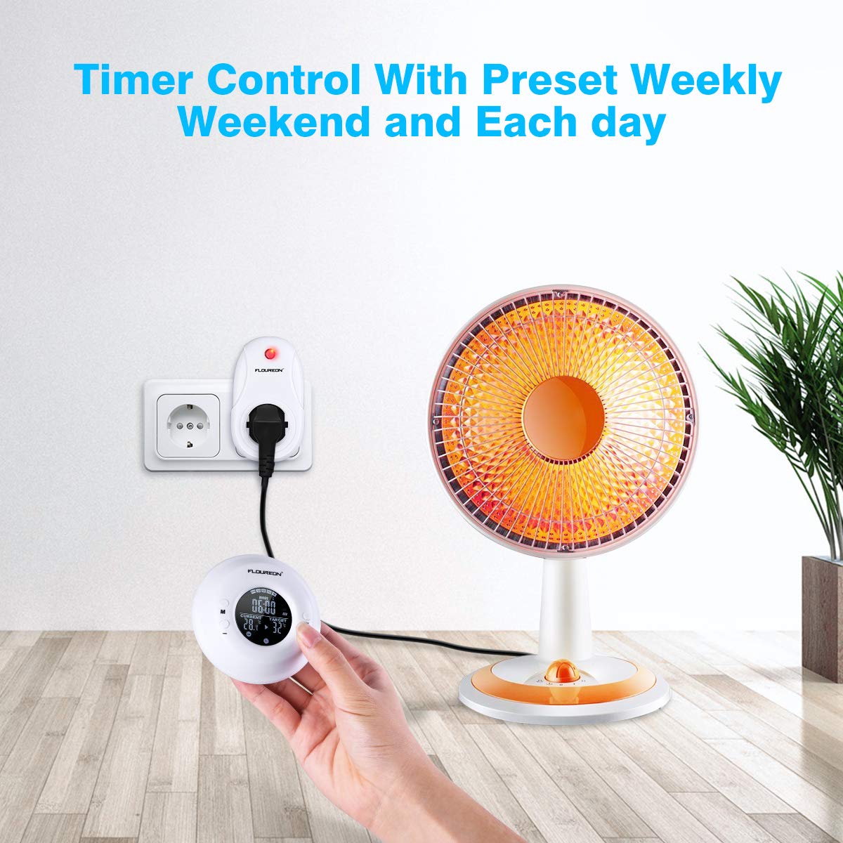 FLOUREON Termostato, Termostato per radiatore, Riscaldamento, Connettore RF, Regolatore di controllo della temperatura