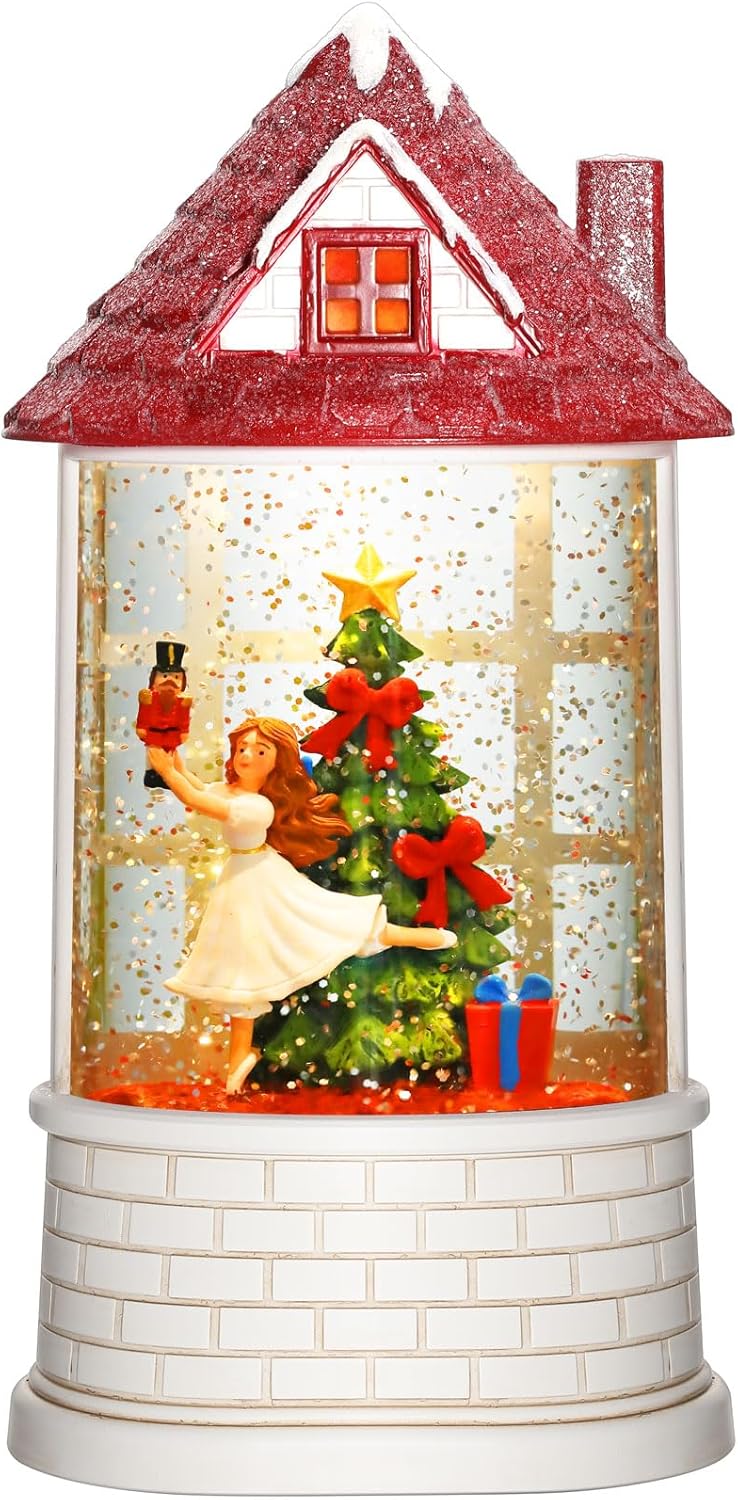 Nutcrackers - Nutcracker Snow Globe Christmas Snow Globe with Clara and Nutcracker Ballet in Castle, Priddop Musical Tabletop Christmas Decorations Decor with Swirling Glitter, USB or Battery Powered