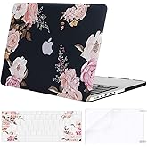 MOSISO Compatible with MacBook Pro 15 inch Case with Retina Display (Model: A1398, Older Version, 2015 - end 2012 Release), Plastic Peony Hard Shell Case & Keyboard Cover & Screen Protector, Black