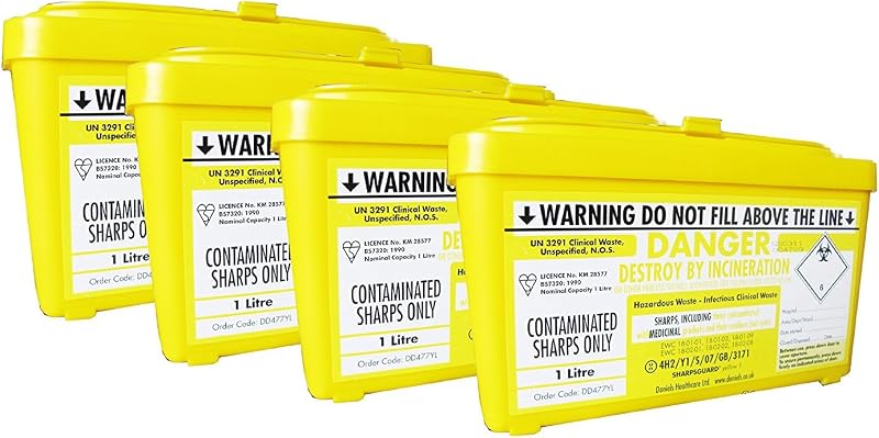 Sharpsguard Bin 1 Litre Yellow Pack of 4