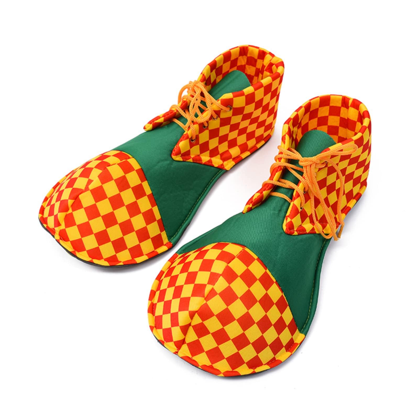 Clown Shoes Adult Men Women Funny Costume Accessories Round Head Shoes Prom Props Halloween (Orange+Green)