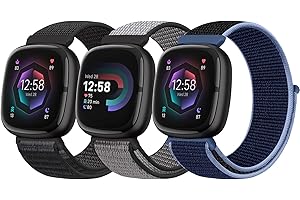 Bcuckood Nylon Loop Compatible with Fitbit Sense 2/Fitbit Sense/Fitbit Versa 4/Fitbit Versa 3 Bands, Women Men Soft Nylon Adjustable Breathable Strap Solo Loop Replacement Wristband