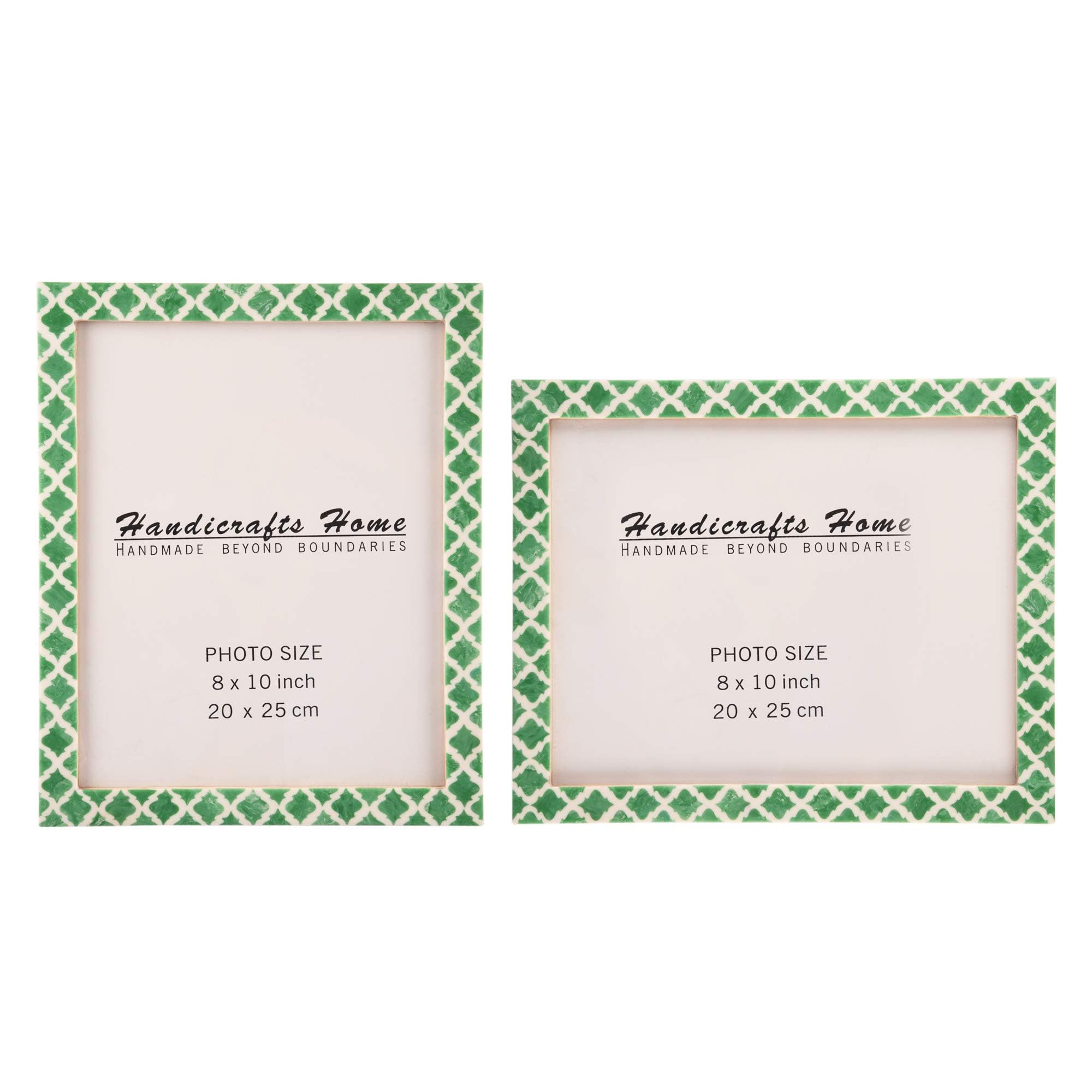 Handicrafts Home Green & White Vintage Photo Frames for Wall or Tabletop Display, 8x10 Picture Frame Set of 2,Boho Farmhouse Gallery Wall Frame Set, Artisan Handmade Moroccan Frame for Home Decor — image 1