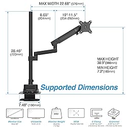 AVLT Single 40 Inch Monitor Arm Pole Top Mount With