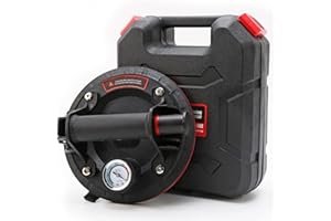 LASIEYO 8 Inchs Suction Cups for Lift Large Glass and Tile, Handheld Vacuum Lifting Heavy Duty Handling Tool with Pressure gauge with Real-time Monitoring of Air Pressure, 500lbs Load Capacity