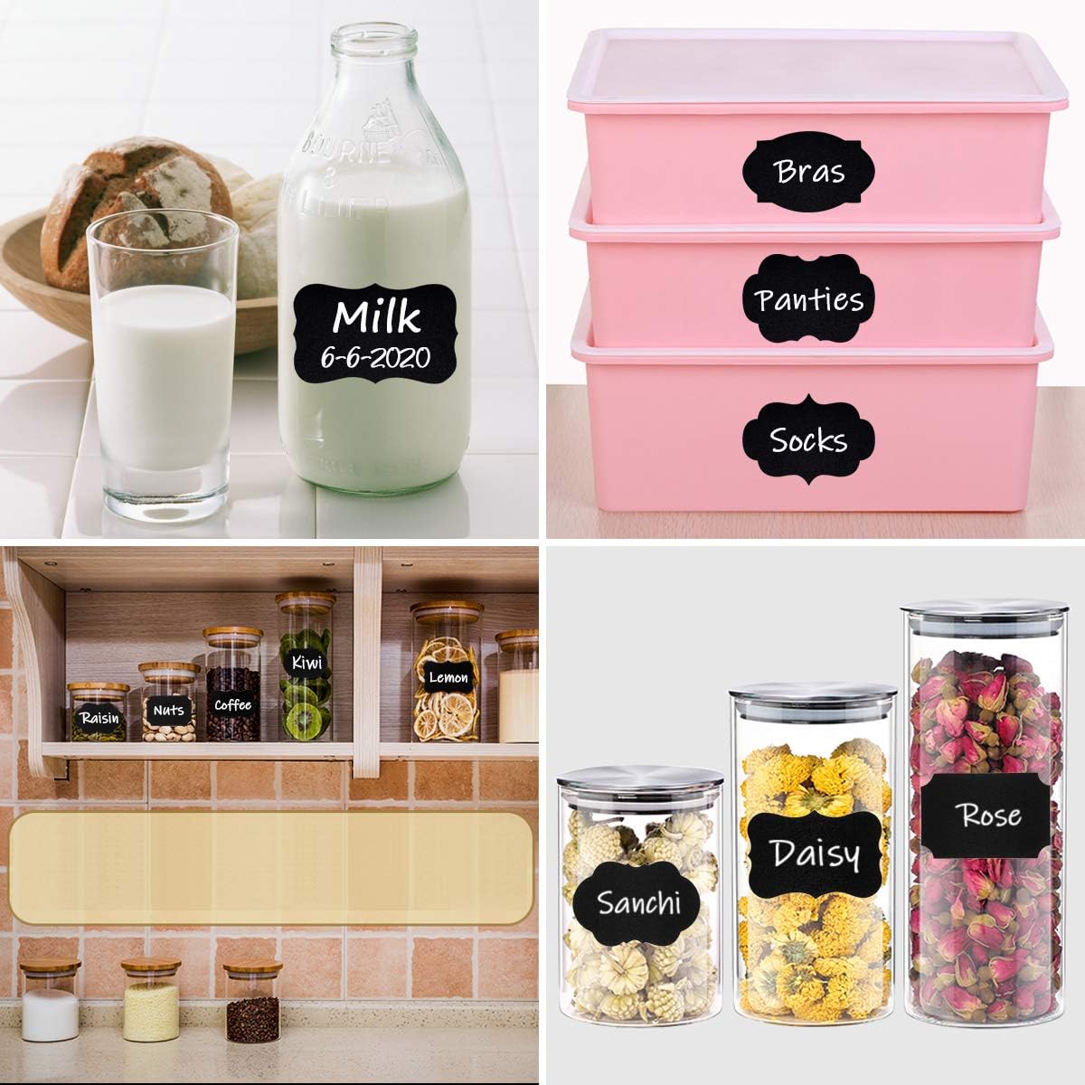 Wisdompro 134 Chalkboard Labels with 2 Chalk Markers, Removable and Waterproof Blackboard Stickers for Food Jars Spice, Glass - Image 5