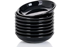 8 Pack Dip Bowls, 3 OZ Ceramic Soy Sauce Dish, Black Dipping Sauce Bowls Small Dishes Serving for Tomato Sauce, Soy, BBQ Part