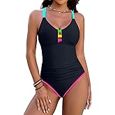 Blooming Jelly Womens Bathing Suit Tummy Control One Piece Swimsuit Sporty Swim Suits 2026 Neon Color Block Swimwear