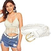 WHIPPY Women's Braided Belt Skinny Casual PU Leather Woven Belt for Jeans Pants