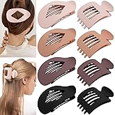 TOBATOBA 8Pcs Flat Hair Clips for Women - Large Matte Flat Claw Clips 2 Styles Strong Hold Lay Down Claw Clips for Women Thick & Thin Hair Styling Accessories