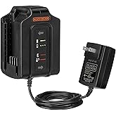 BLACK+DECKER 20v Lithium Battery Charger, Dual Charger Station with 2 LED Indicators, Compatible with 20V Batteries, Fast Power Tool Battery Chargers, Tool Only (BDDC201B)