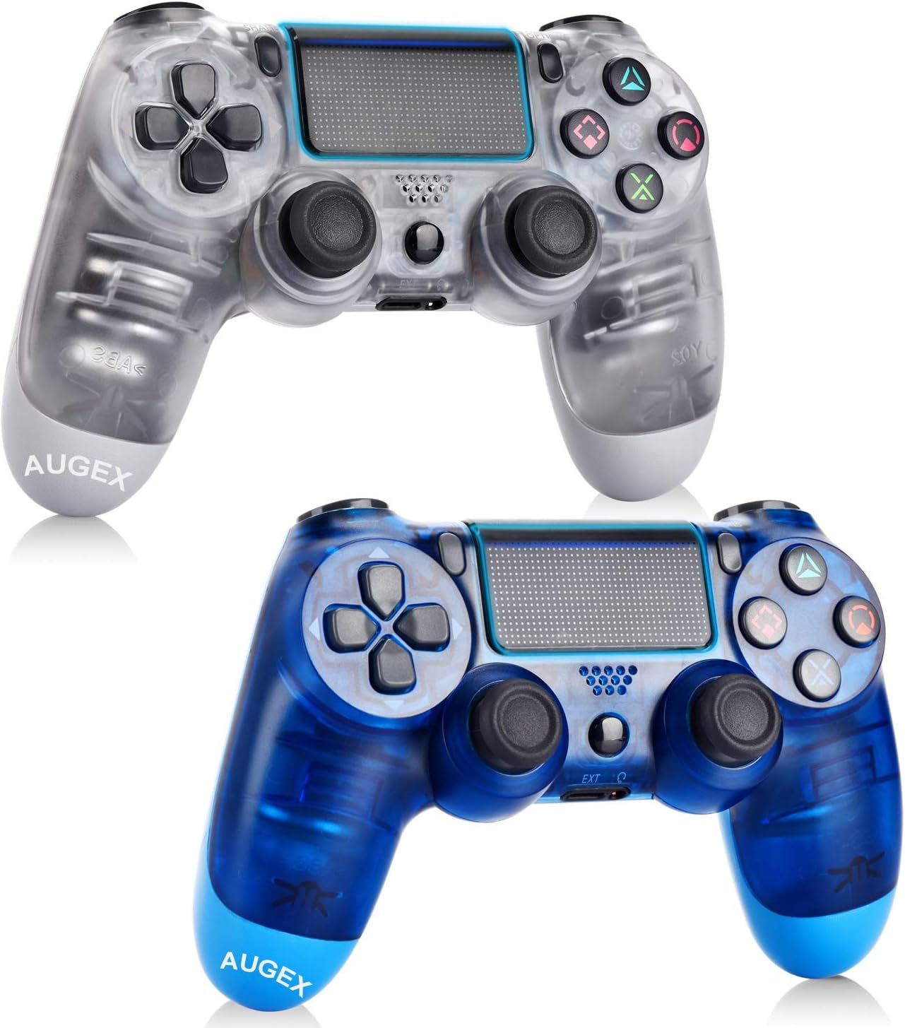 2 Pack Controller for PS4,Wireless Controller for Playstation 4 with Dual Vibration Game Joystick (White Blue)
