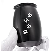 LINES ARTE Small Pet Keepsake Urns for Dogs Ashes, 2.7x1.7Inch Mini Black Dog/Cat Urn for Ashes(Aluminum)
